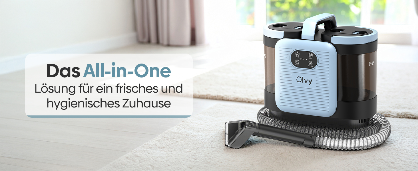 Olvy Teppichreiniger PRO: професійний пароочисник для килимів, диванів та матраців – 1650W, з миючим засобом