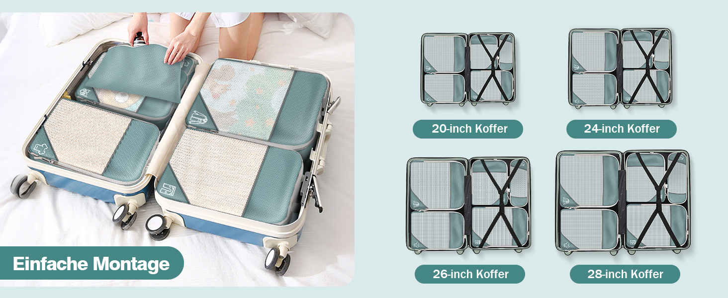 Органайзер для валізи, 9 шт. Комплект компресійних пакувальних кубів з чохлом для взуття, водонепроникні та дихаючі, сірі