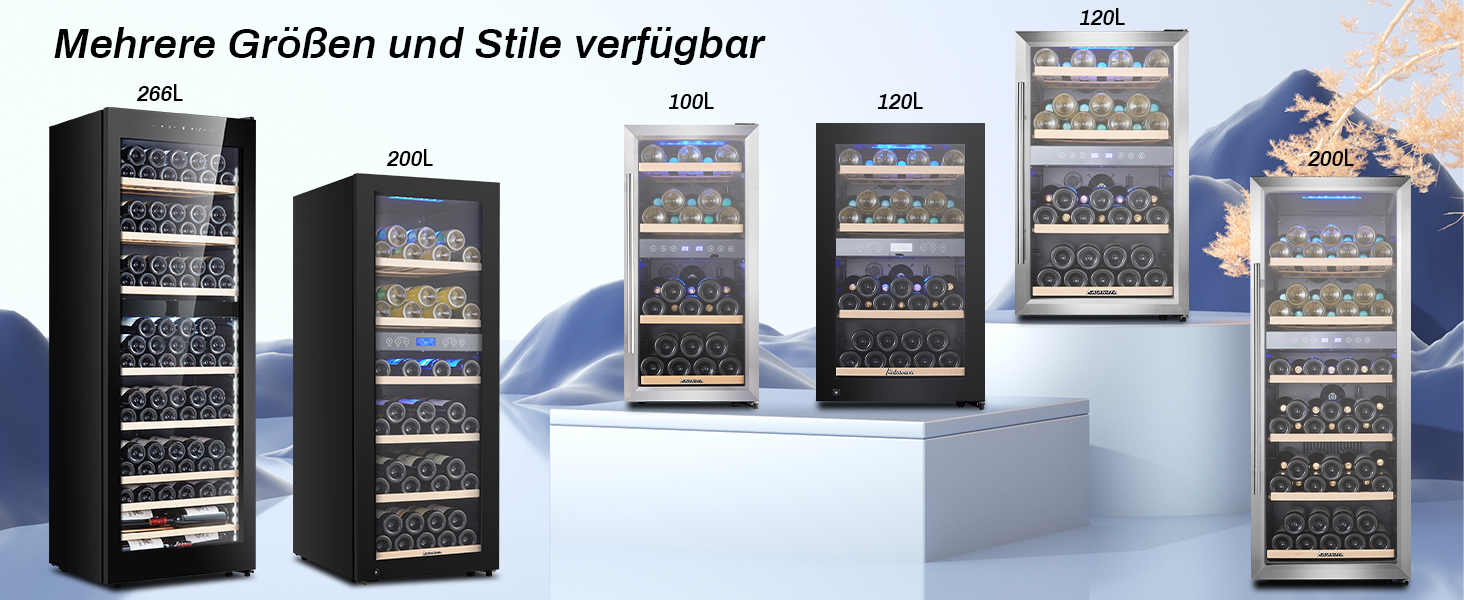 Kalamera 45 Bottle Dual Zone Wine Refrigerator - 120 Liter Capacity with LCD Display