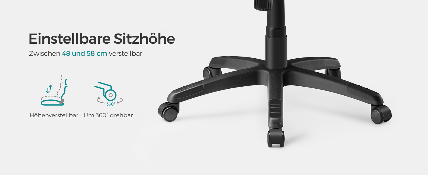 Крісло офісне SONGMICS для офісу, крісло для шефа, комп'ютерне крісло, регулювання висоти сидіння, оббивка, сірий (53 x 51 x 112-122 см)