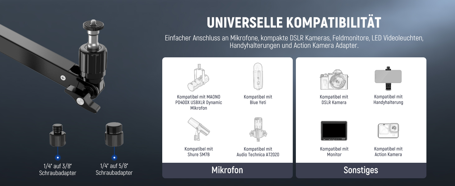 NEEWER MST002 Тримач для мікрофона з низьким профілем, регульований, з демпфером, для подкастів, ігор, стрімінгу, з кабелеуправлінням