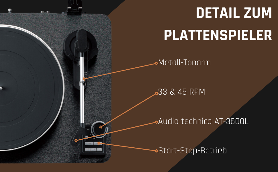 Програвач вінілу Lenco LBT-188 Bluetooth коричневий: цифрове перетворення, 2 швидкості (33/45 об/хв), ремінний привід, антискейтинг