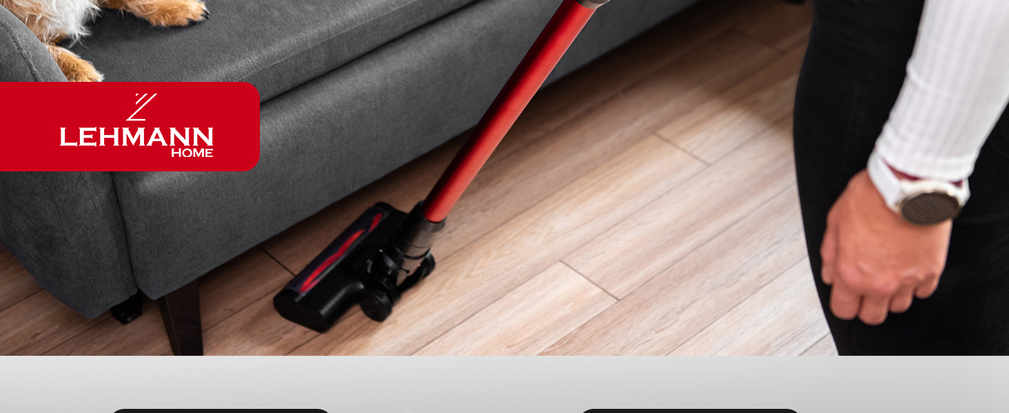 Акумуляторний пилосос LEHMANN 3-в-1: бездротовий, з HEPA-фільтром, LED-щіткою, для прибирання шерсті тварин, килимів та авто. Час роботи: 45 хв, об'єм контейнера: 1,8 л.