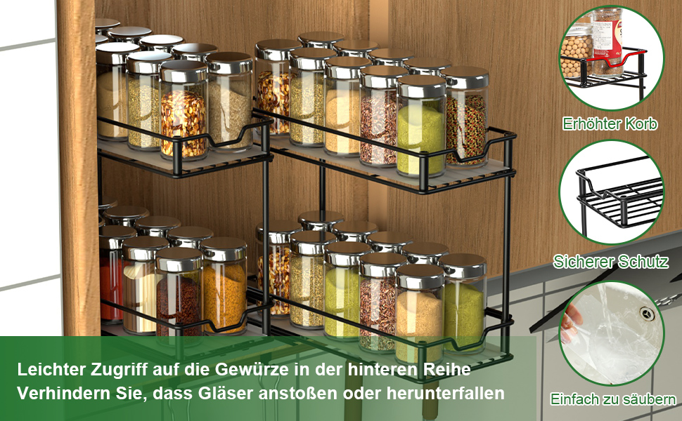 Організатор для шафи TJ.MOREE висувний, 2 шт., 2 яруси, для спецій, посуду, олії, кухні