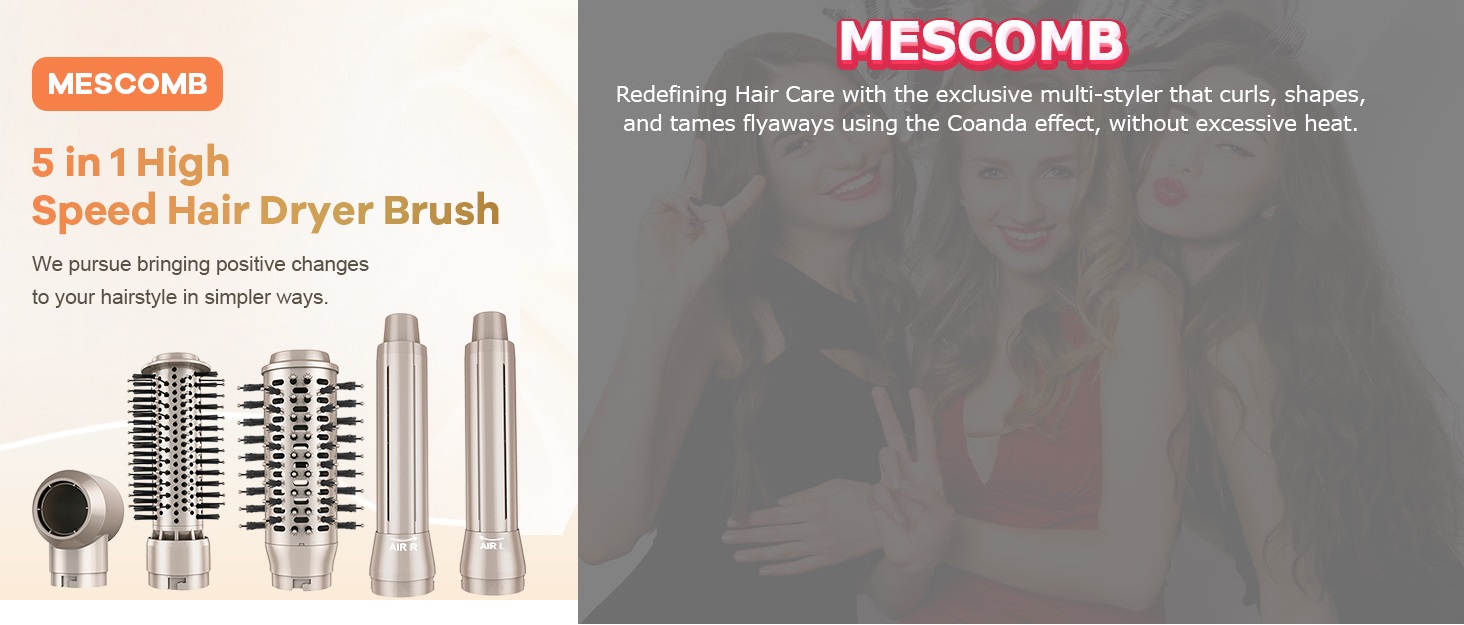 5-в-1 Стайлер для волосся MESCOMB - Air Styler з іонізацією, сушка, завивка, об'єм та випрямлення