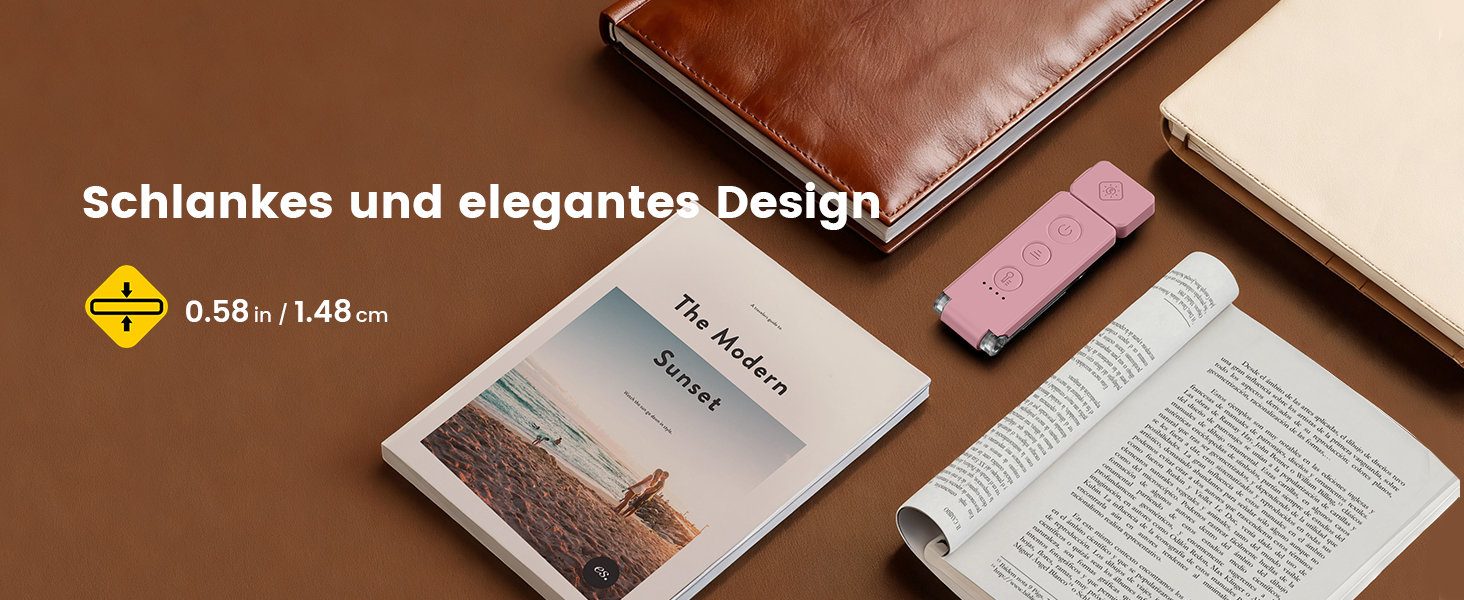 Світлодіодна кліпса для читання Glocusent 12 LED з затискачем, рожева: лампа для книги в ліжко, 5 кольорів, 5 рівнів яскравості, 100 годин роботи, для дітей та любителів читати