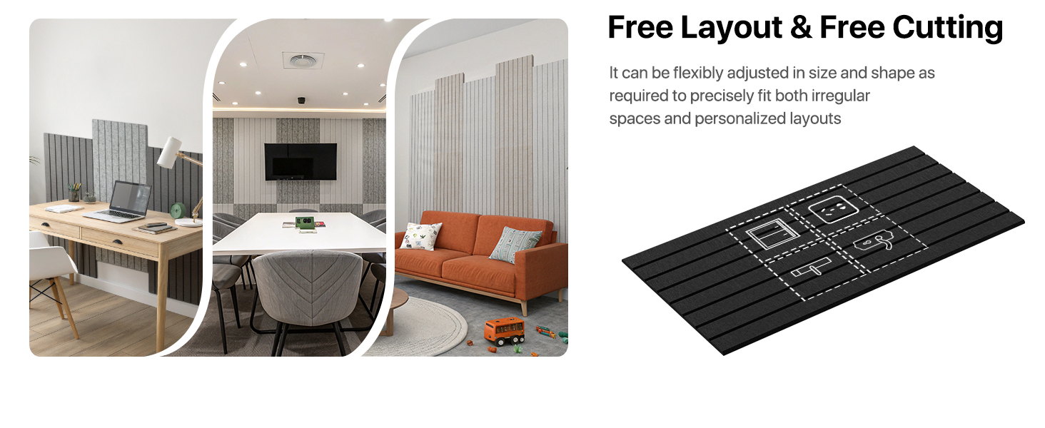 Акустичні панелі Soundsbay самоклейні для звукоізоляції та декору стін, 120×60×0.9 см, чорні (3 шт, 2.16 м²)