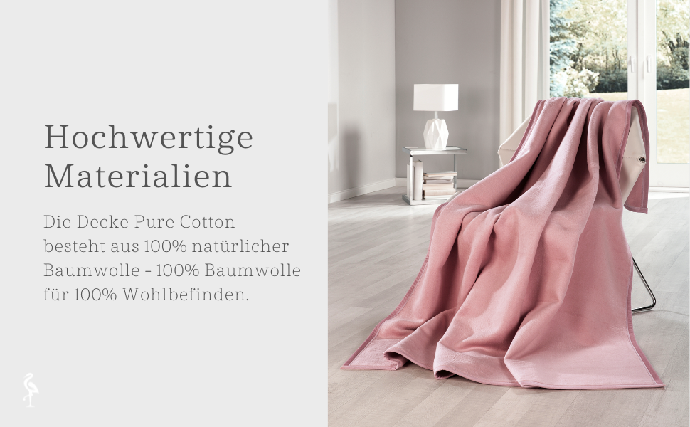 Biederlack Плюшева плед-ковдра Pure Cotton, 100% бавовна, рожева, 150x200 см, екологічна, вироблено в Німеччині