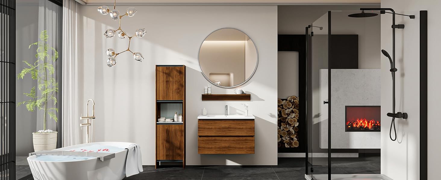 BEAUTYPEAK Круглий дзеркало 60 см срібного кольору з алюмінієвою рамою, безпечне для ванної кімнати, для спальні, вітальні, 60x60 см