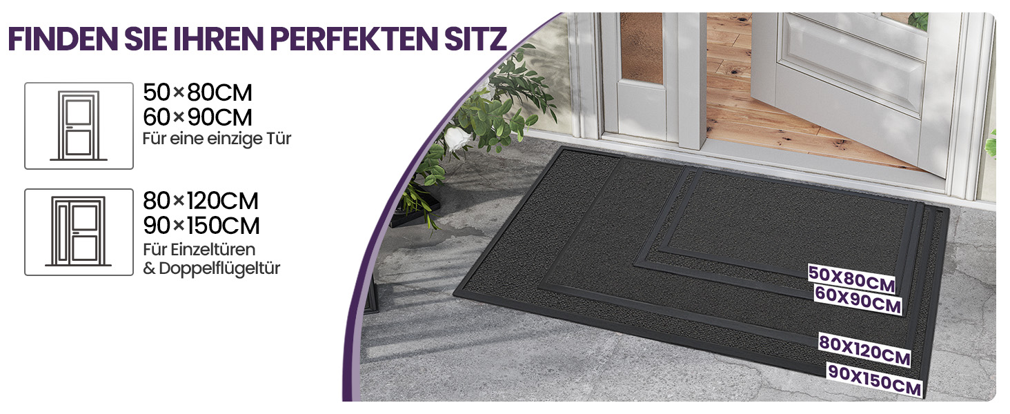 Килимок для дому та вулиці DEXI, 60x90 см, сірий - вологостійкий, неслизький, миючий