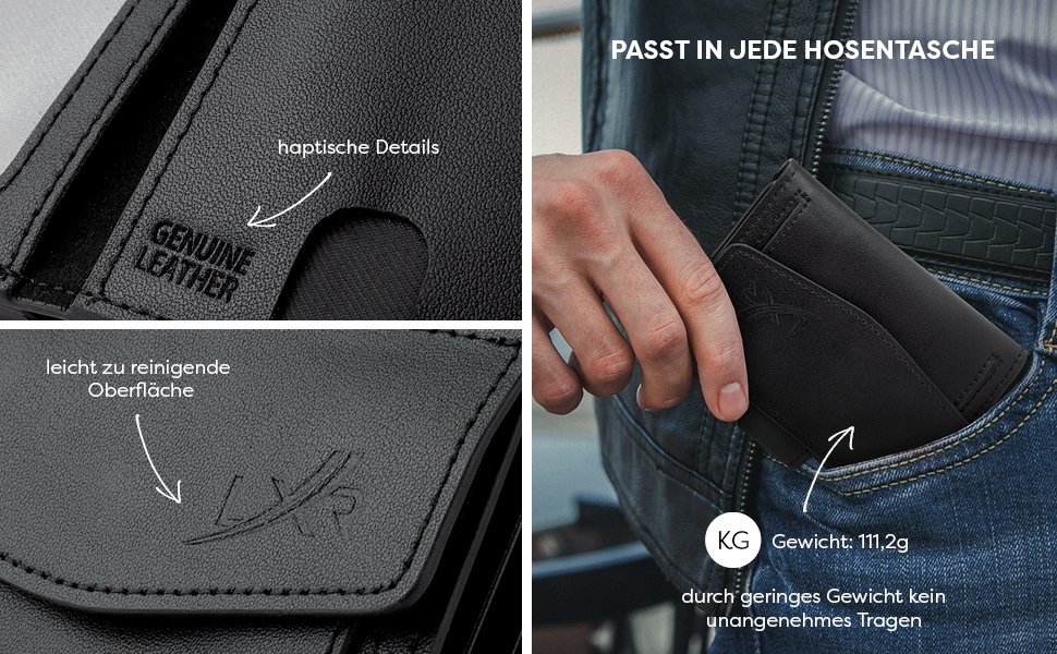 Чоловічий та жіночий шкіряний гаманець Luxurizz Smart Wallet з RFID-захистом - Slim модель з відділом для монет та Slider-системою (10 карт, чорний)