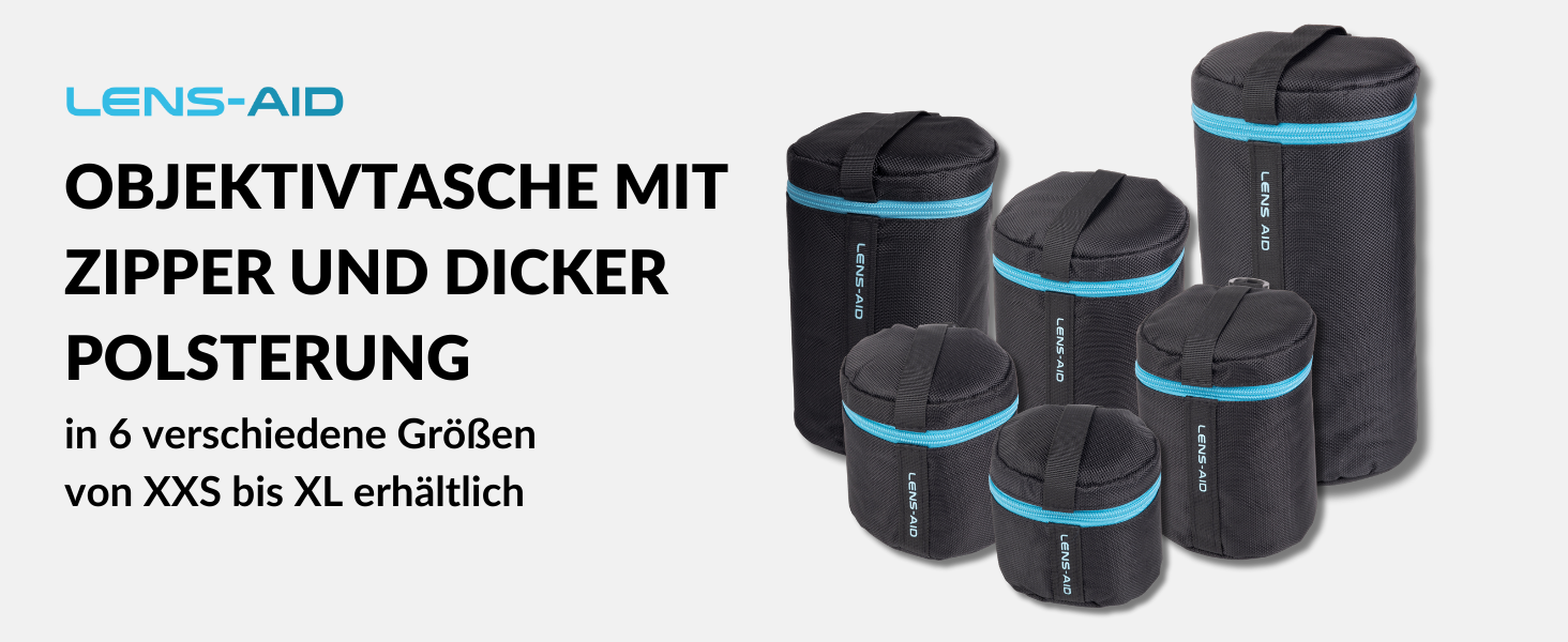 Чохол для об'єктива LENS-AID з товстим захистом, з блискавкою та ремінним кріпленням (XXL, 12 x 35 см)