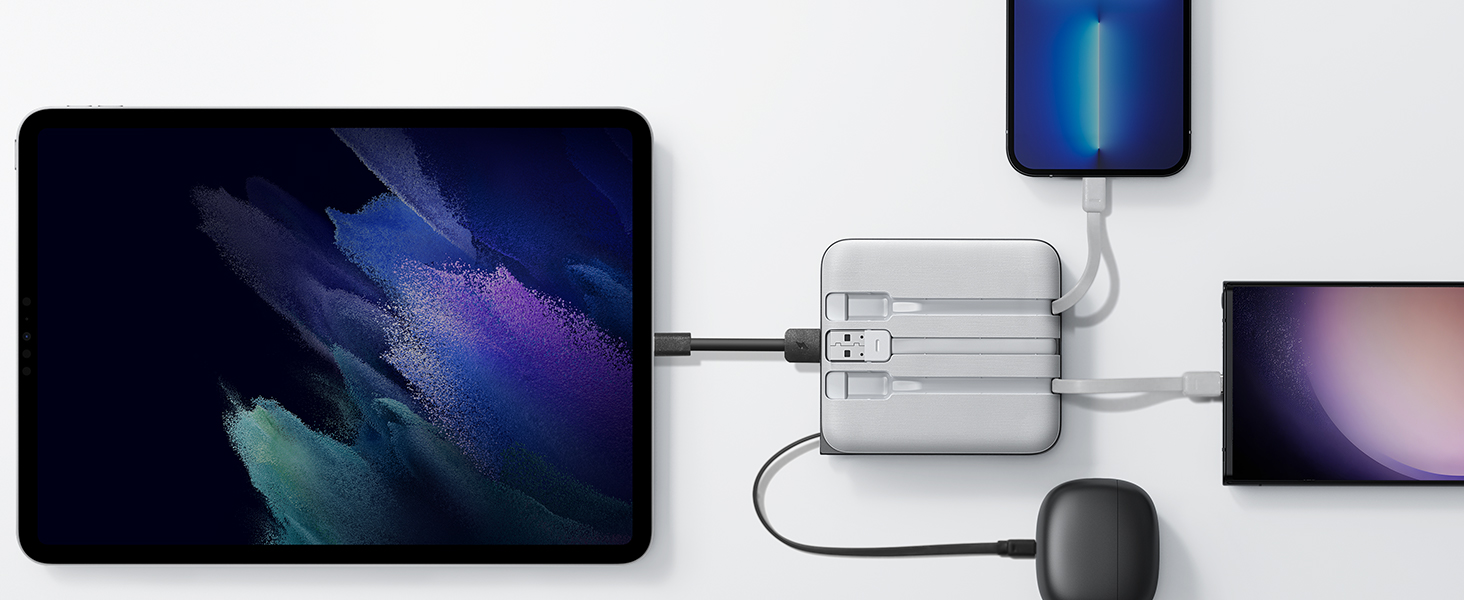 Power Bank VRURC 10000mAh з кабелем: компактний павербанк USB-C, швидка зарядка 22.5W, LED-дисплей, сумісний з iPhone, Huawei (зелений, чорний)