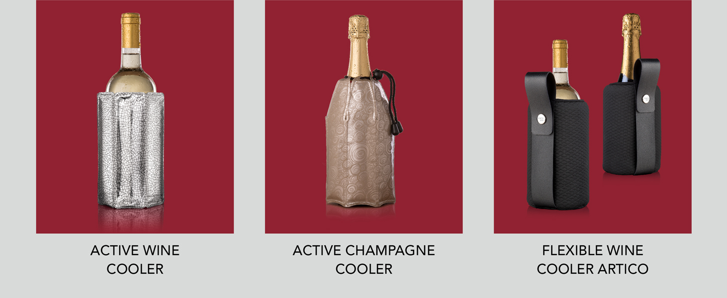 Vacu Vin Weinkühler Elegant: Ізольований охолоджувач для вина з нержавіючої сталі з акумулятором холоду (для стандартних винних пляшок)