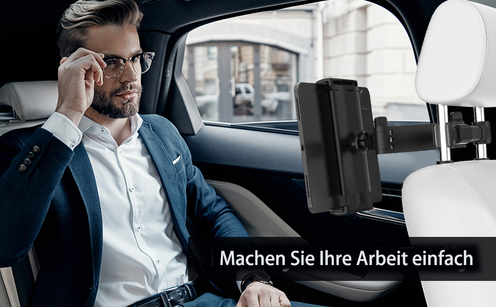 Підставка для планшета/телефону на заднє сидіння авто з поворотним кріпленням 360°, сумісна з усіма планшетами та телефонами (чорний)