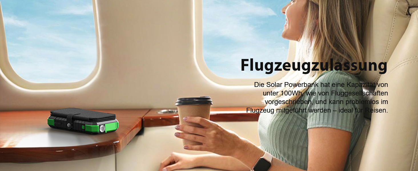 Сонячний Power Bank WASTDE 26800mAh з сонячною панеллю, чорний: зарядний пристрій для телефону, планшета, з ліхтариком (SOS), водонепроникний, для кемпінгу та подорожей