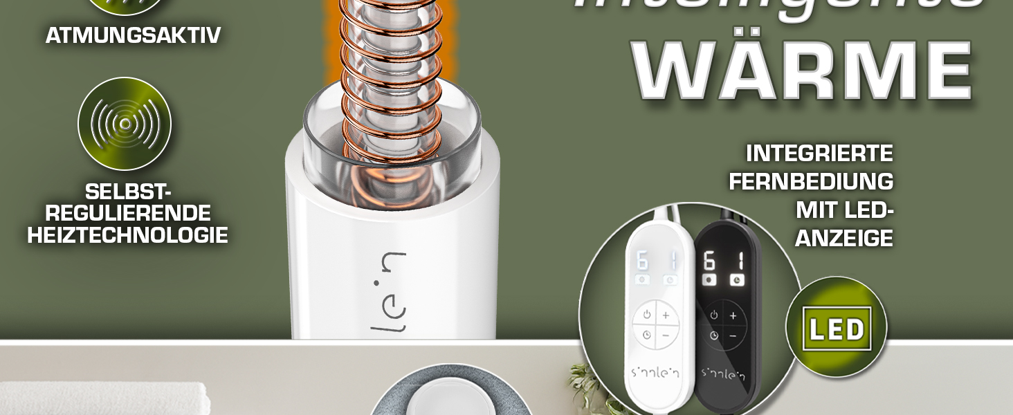 Sinnlein® Електрична гріюча ковдра з плюшу 200 x 180 см | 9 температурних режимів | Таймер | Зручна ковдра | Відключення за таймером | Можливість прання до 40°C | Digitalanzeige