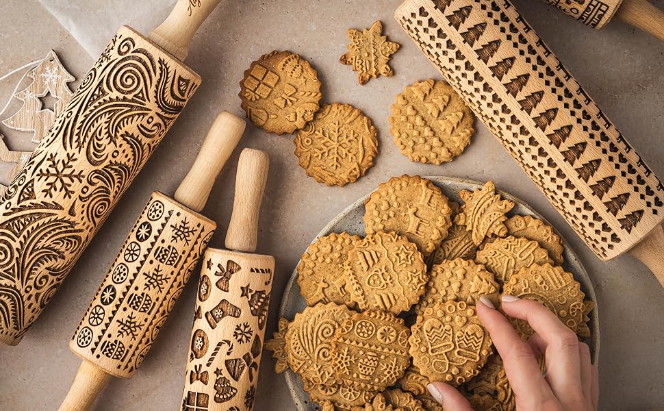 Гравійована качалка Eichhörnchen для тіста і кераміки Algis Crafts, дерев'яна, з візерунком білочки, для домашньої випічки