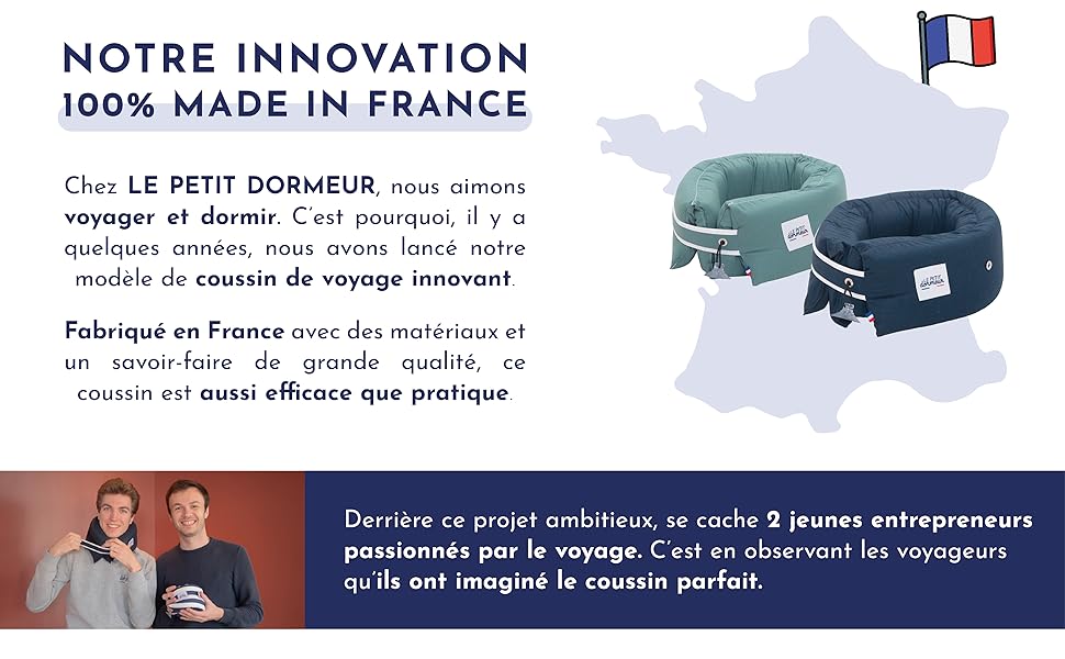 Подушка для подорожей Le Pe Dormeur, ергономічна, 3-в-1, ультракомфортна, компактна, виготовлена у Франції, пральна – Колір: Нічний блакитний