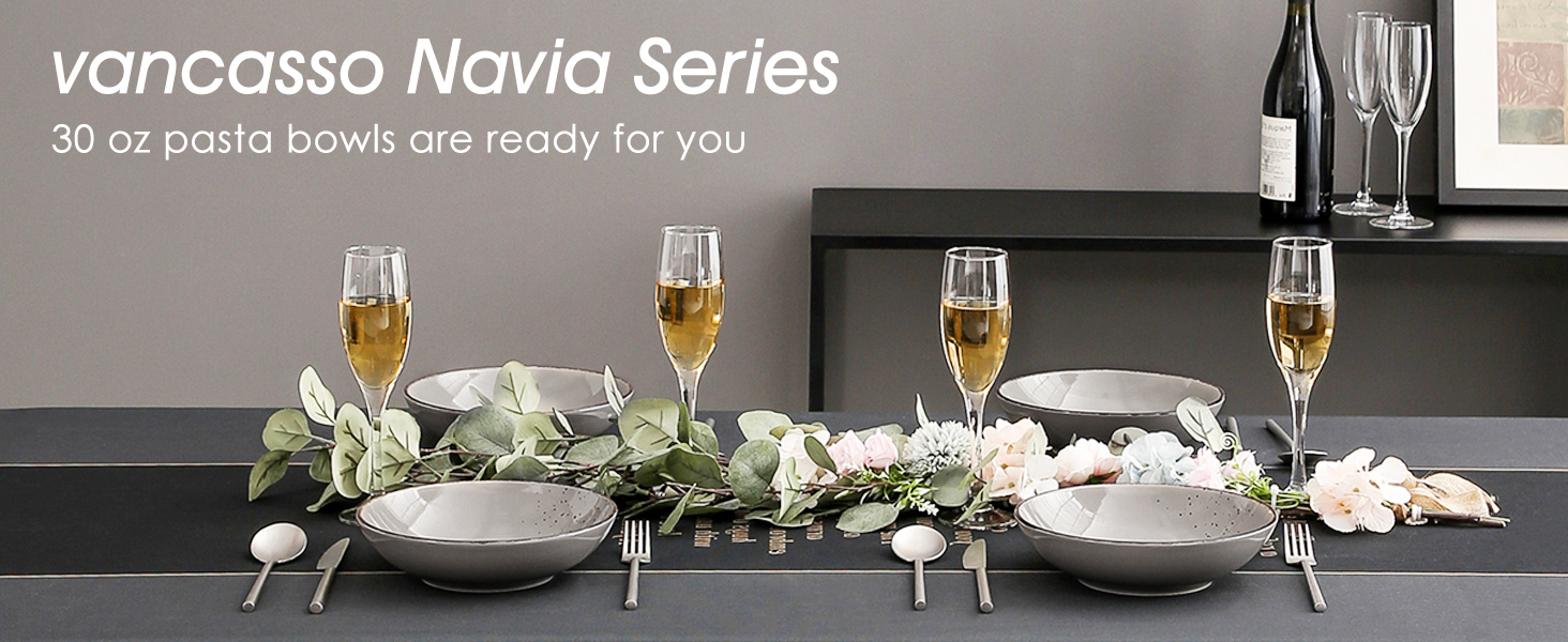 Набір посуду Vancasso NAVIA, 16 предметів, кераміка, для 4 осіб, розпис, тарілки, миски, чашки, помаранчевий (8 предметів, сірий)