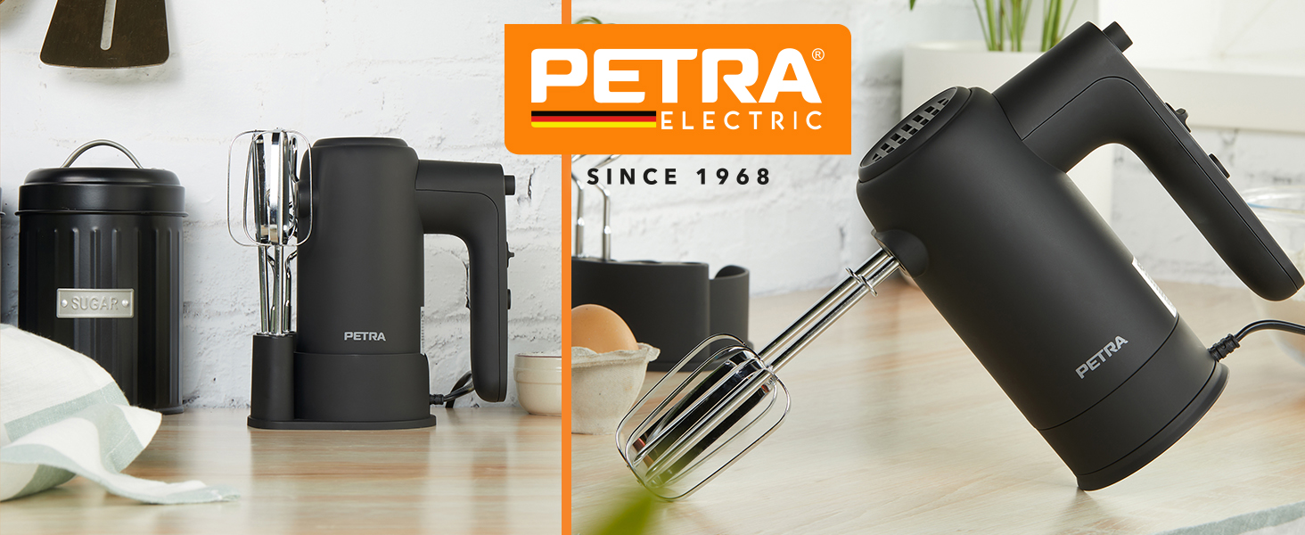 Ручний міксер Petra 300W з 5 швидкостями, турбо-функцією та набором насадок, срібний колір