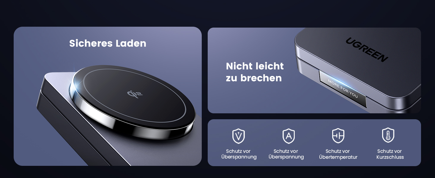 Зарядний пристрій UGREEN MagFlow Qi2 з підтримкою MagSafe, 15W, 2-в-1, для iPhone 17/16/15/14/13/12, AirPods 2/3, з кабелем 1м