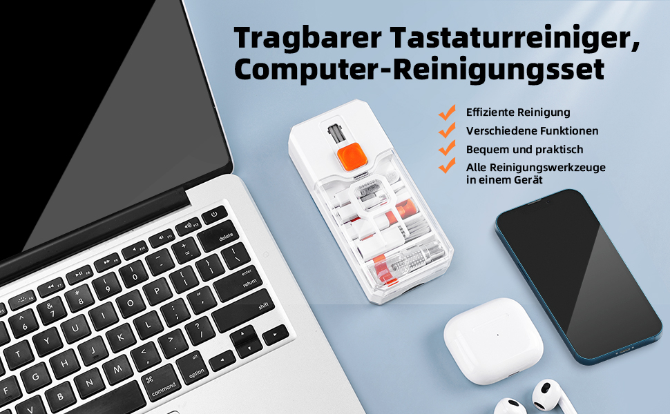 Набір для чищення клавіатури Ordilend: комплексна очистка для ПК, ноутбука, телефону та камери (білий)