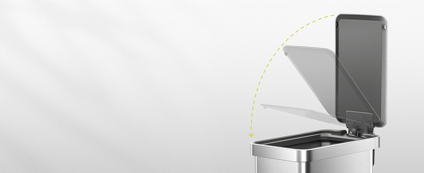 Відро для сміття EKO Madison 30L з винімним контейнером, м'яким закриттям кришки, стійке до відбитків пальців, нержавіюча сталь, прямокутне, з мішками для сміття 20 шт. (50L)