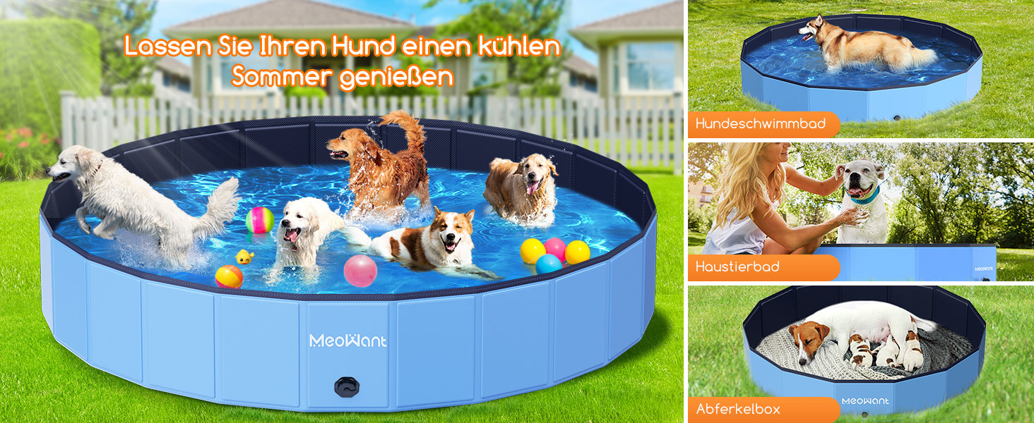Складаний басейн для собак Meowant, велика ванна для купання з ПВХ, дитячий басейн 272x50 см, нековзкий, портативний, без насоса