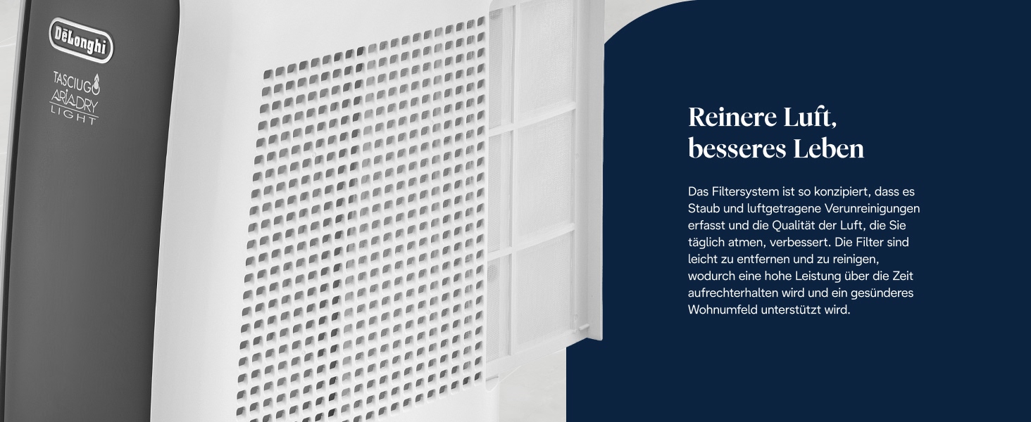 Зволожувач повітря De'Longhi Tasciugo AriaDry Light - портативний, з іонізатором, 16л/день, сушка білизни, сірий (DNS65)