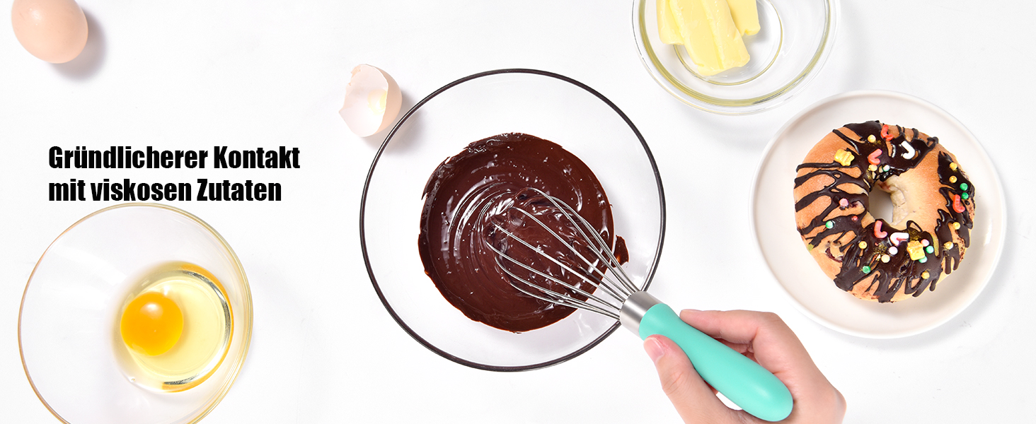 Міксер ручний Doosu 28 см з нержавіючої сталі, 8 гнучких дротів для збивання та змішування (Aqua Sky, S-23cm)