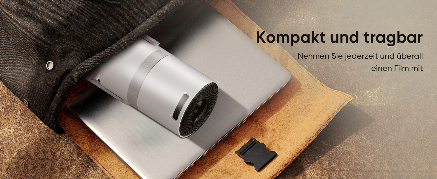 Міні проектор Beamer з автотрапецеїдною корекцією, Android OS, поворот 210°, WiFi 6, Bluetooth, 50% Zoom, Full HD 1080P для дому та на вулицю (сумісний з: смартфоном, Fire TV Stick, ноутбуком, HDMI, USB)