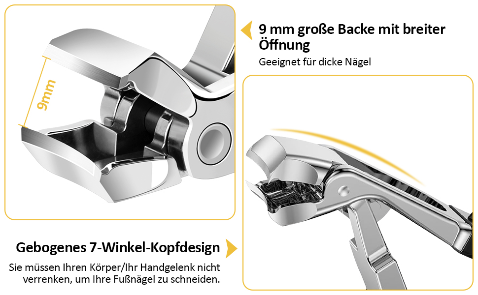Кусачки для нігтів Nagel з ергономічною ручкою для педикюру, широка голівка, для літніх людей, преміум сталь для чоловіків та жінок