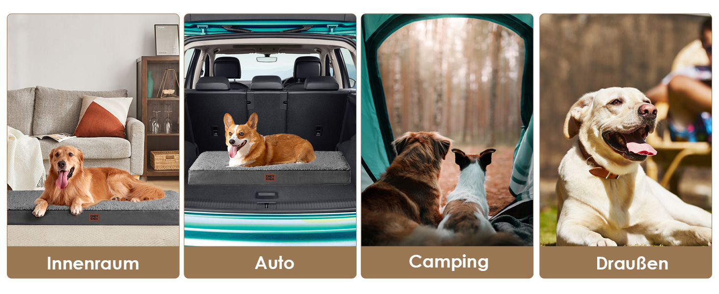 Ортопедичне ліжко для собак середнього розміру EHEYCIGA, 89x58x9 см, сіре, з м'яким наповнювачем, для переноски