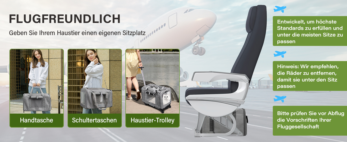 Переноска для тварин ALLSOPETS з колесами для котів та собак, схвалена для авіаперельотів, з висувним ручками, знімними колесами та плечовим ременем, сіра