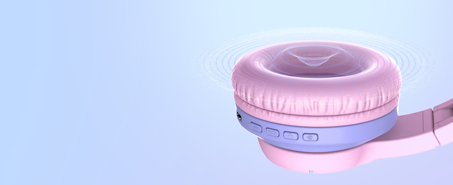 iClever Бездротові навушники для дітей 2 шт. з LED-підсвічуванням, Over-Ear, обмеження гучності 74/85 дБ, 85 годин роботи, Bluetooth 5.2, мікрофон, чорний/рожевий