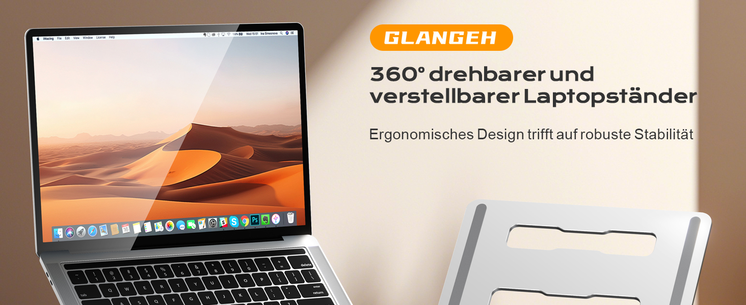 Регульована підставка для ноутбука 360° - ергономічна, до 16 дюймів, сумісна з MacBook Air/Pro