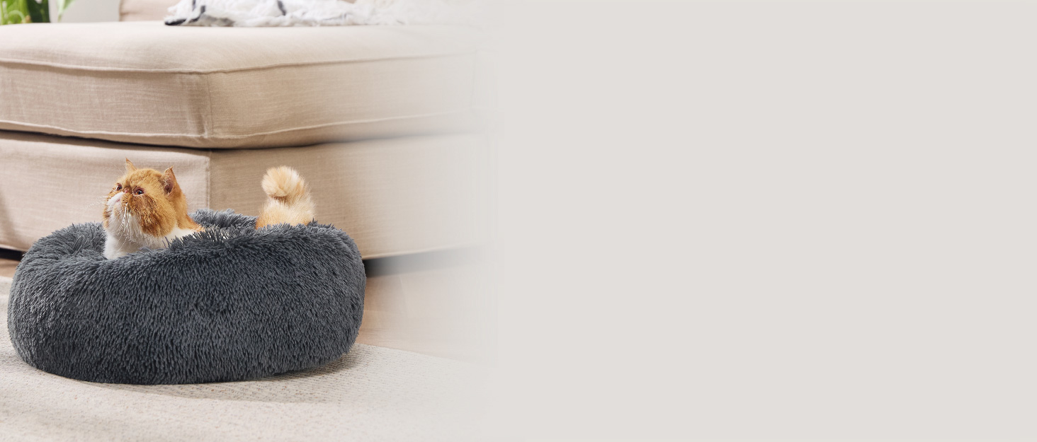 Ліжко для котів і собак BEDSURE, м'яке плюшеве, кругле, 80 см, темно-сіре, пране, лежак для домашніх тварин
