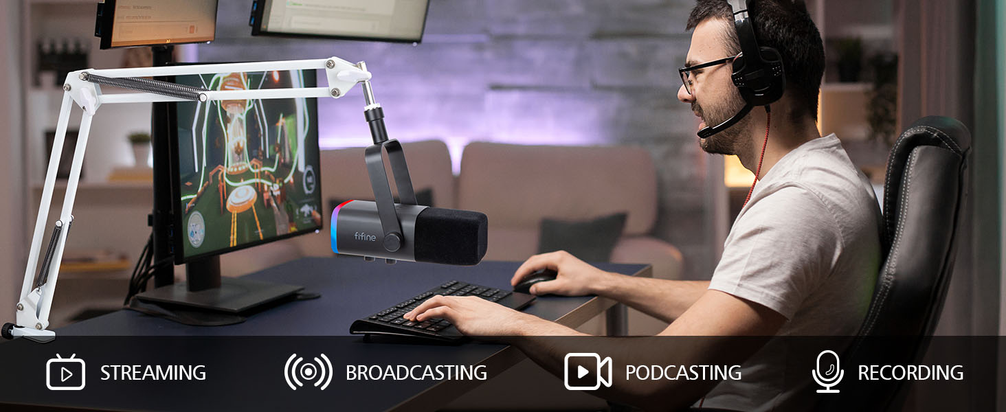 Підставка для мікрофона SUNMON для Fifine AM8, K688 PodMic, HyperX QuadCast, Blue Yeti, Shur MV7 – білий мікрофонний стійка