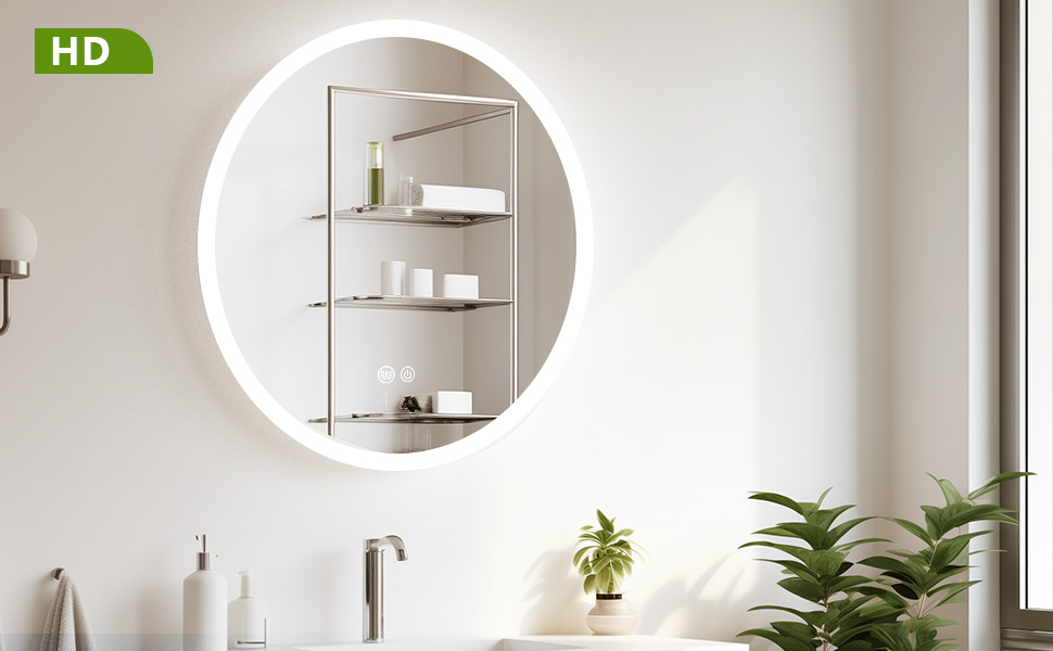 LED дзеркало для ванної кімнати AllRight з підсвічуванням 50см кругле - диммування, 3 кольори світла (3500K-6500K), сенсорне керування, антизапар, для макіяжу та гоління