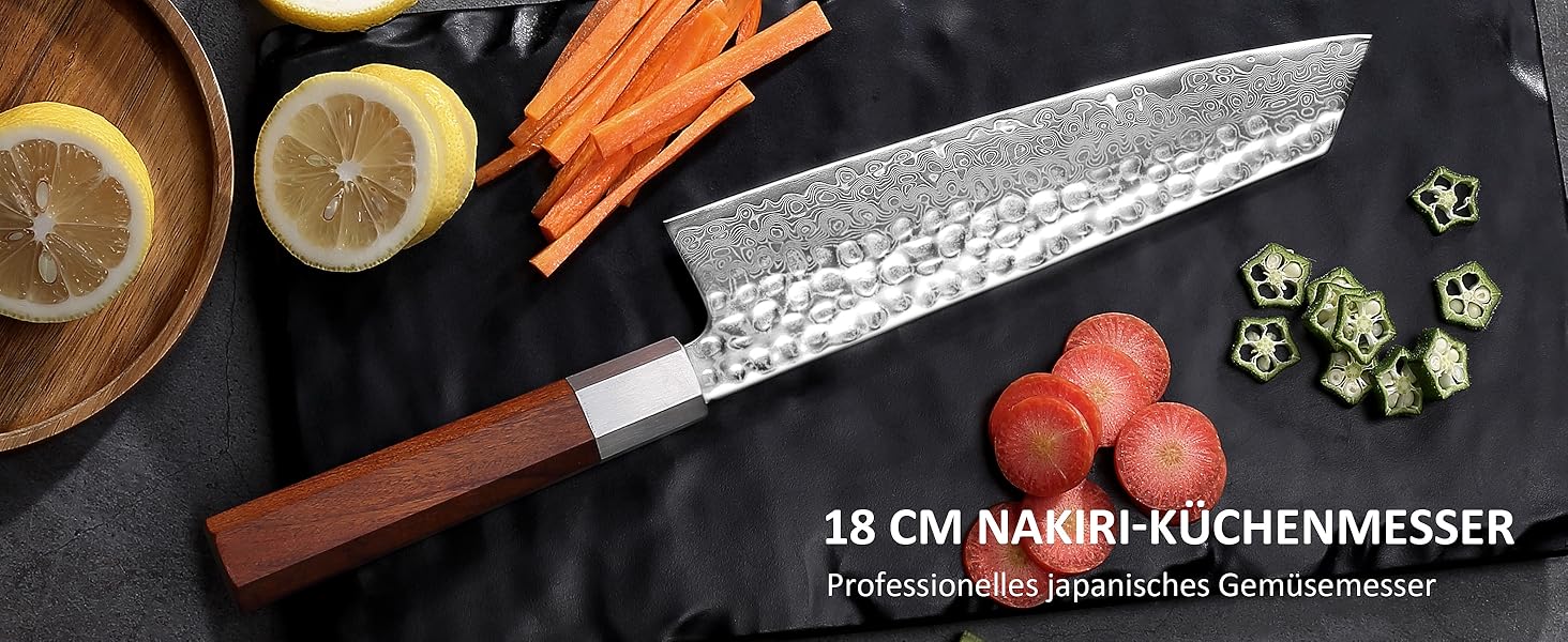 Кухонний ніж YOTSUBA Hackmesser 18 см, кухонний тесак, професійний ніж для м'яса та овочів, з ергономічною ручкою Pakkawood