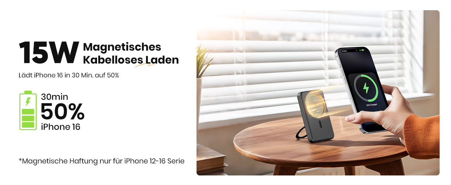 Портативний зарядний акумулятор SOARAISE 10000mAh з PD 20W, USB-C та бездротовою зарядкою, LED дисплеєм, чорний