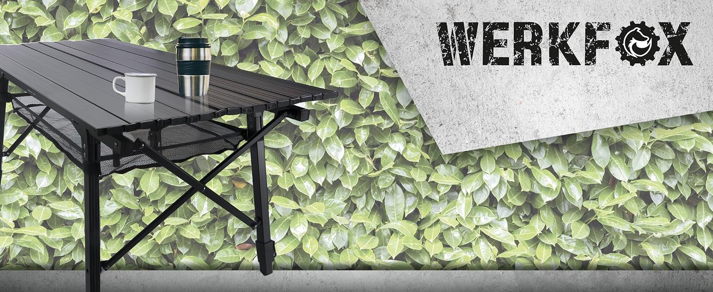 Складаний туристичний стіл Werkfox: регульована висота, 90x51 см, до 30 кг, з сумкою