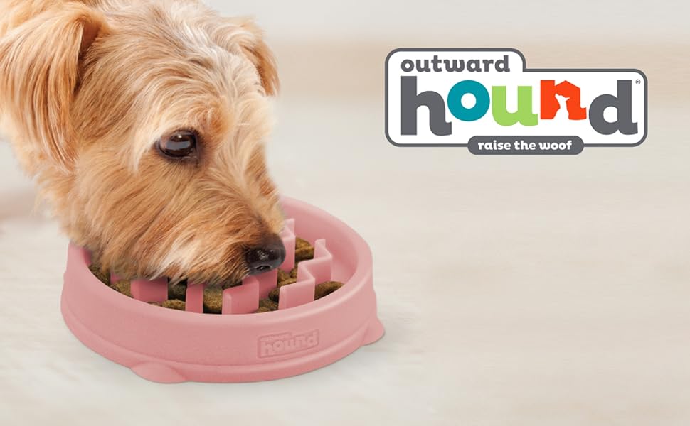 Миска для собак Outward Hound Fun Feeder, велика, рожева - уповільнює харчування, запобігає здуттям, нековзна миска для води та корму