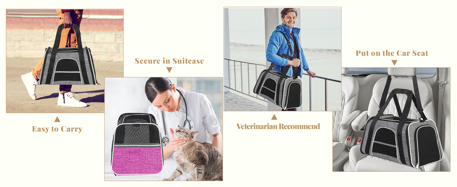 Транспортна сумка для котів HiCaptain, складана, з плечовим ременем, м'яка, для маленьких собак та цуценят до 7 кг (рожева), 46 x 29 x 30 см