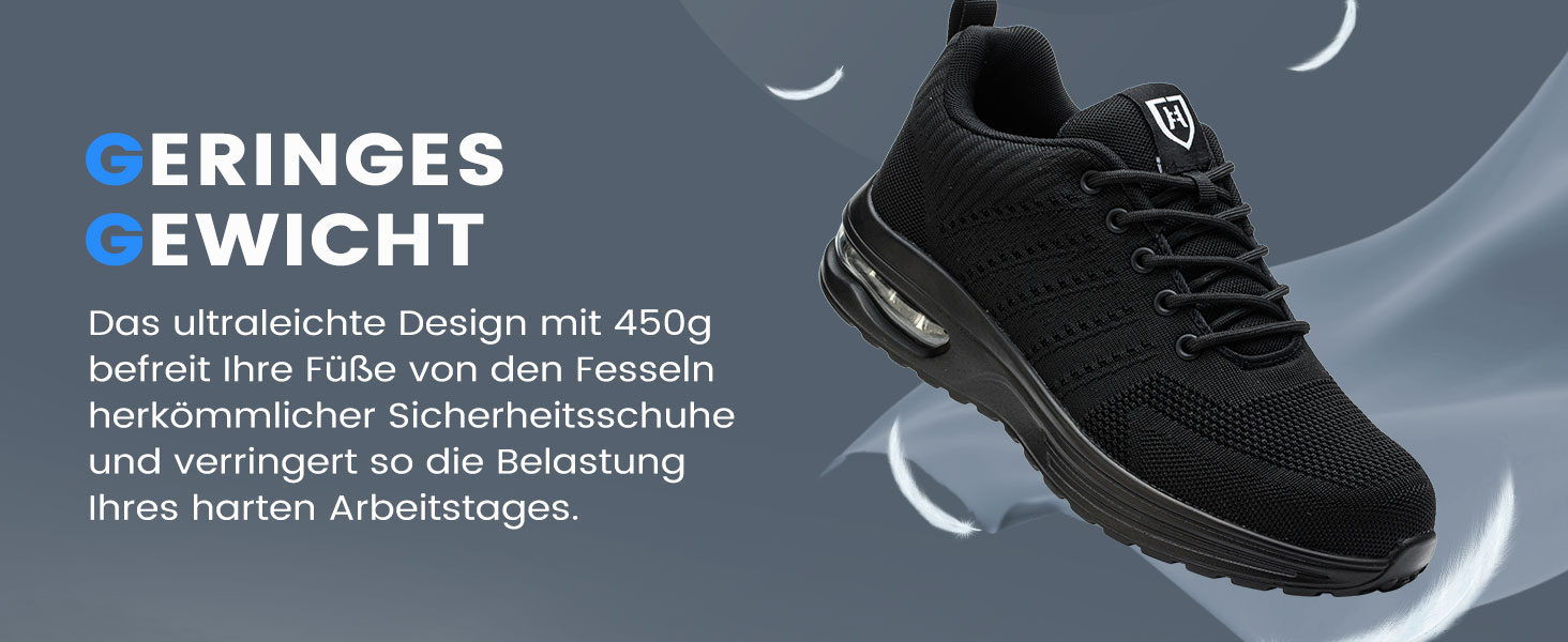 Легкі робочі черевики для чоловіків та жінок. Безпечні, спортивні, з металевим носком. Дихаючі робочі черевики, чорного кольору, розмір 42 EU.