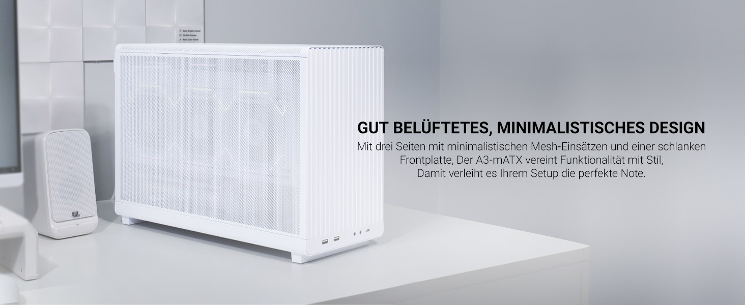 Корпус Lian Li DAN Cases A3-mATX Wood Edition для ПК, Micro-ATX, з темперованим склом, горіхове дерево, чорний (Weiß/Flyaway Orchidee, Mesh)