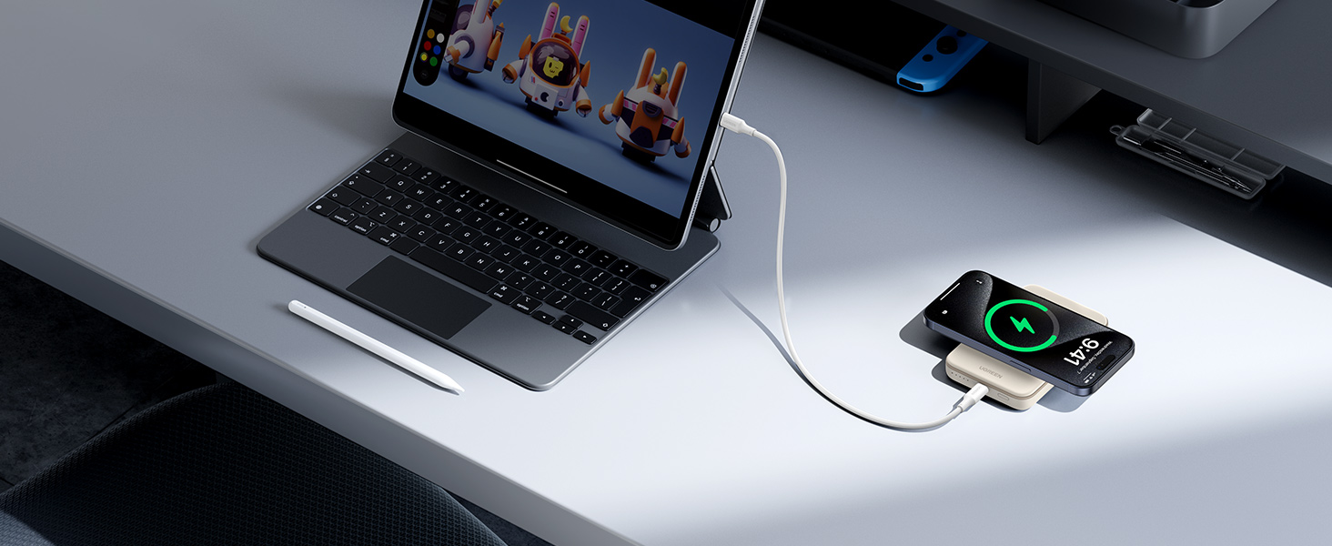 Повербанк UGREEN Zapix MagSafe 10000mAh 20W з підтримкою бездротової зарядки 7.5W та портом USB-C, бежевий