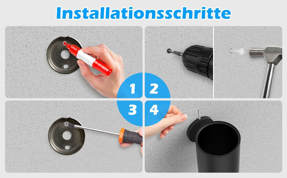 Набір для чищення унітазу з нержавіючої сталі 304, комплект з 2 насадками (круглі, чорні)