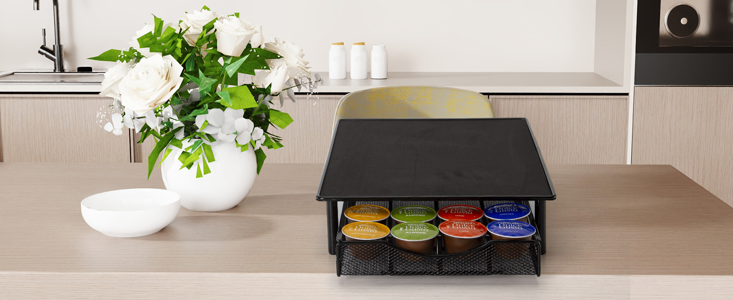 Організатор для капсул Dolce Gusto SYSYLY: 72 капсули, 2 ящики, металевий, чорний